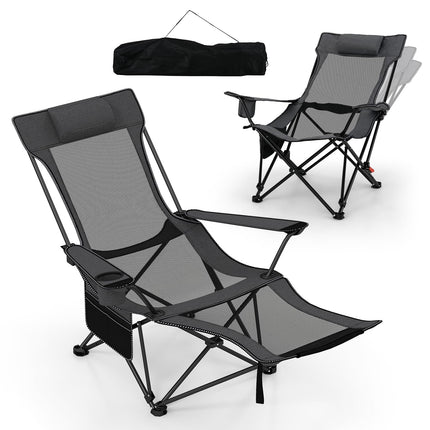 Goplu Camping Lounge Chair w/4-position Backrest Carrying Bag Removable Pillow