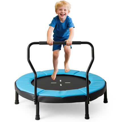 Goplus 40" Indoor/Outdoor Fitness Trampoline with Foam Handlebar & Safety Pad