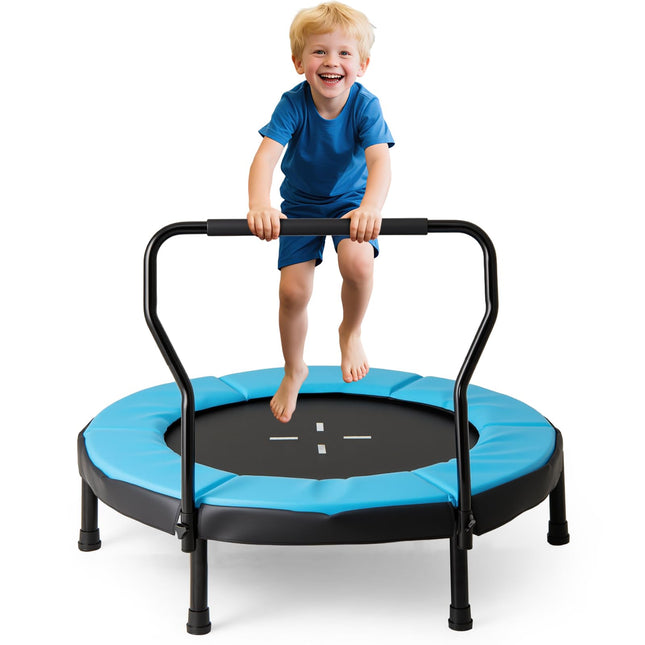 Goplus 40" Indoor/Outdoor Fitness Trampoline with Foam Handlebar & Safety Pad