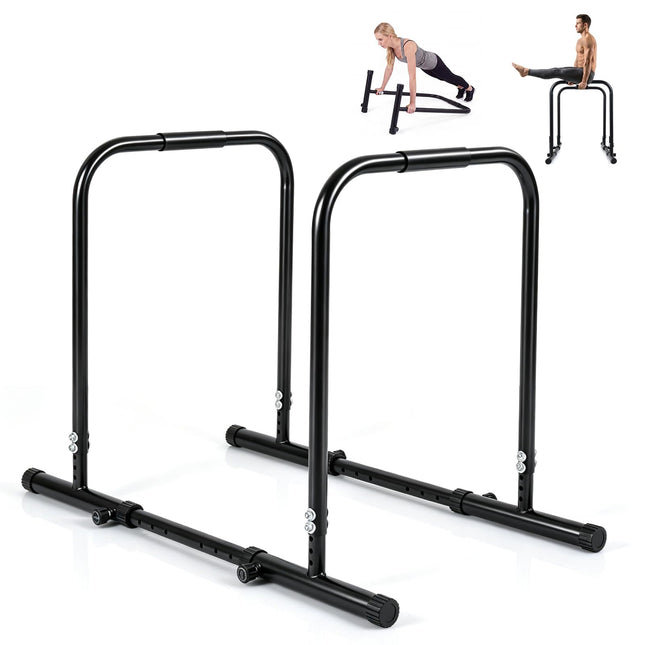 Goplus Adjustable Dip Bar Heavy Duty Parallette Push Up Stand with 660 LBS Capacity
