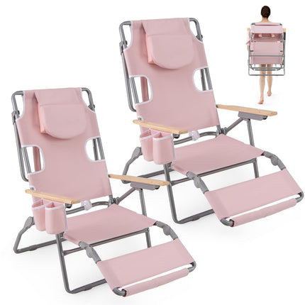 Goplus 3-in-1 Foldable Lay-Flat Tanning Chair with Face and Arm Holes