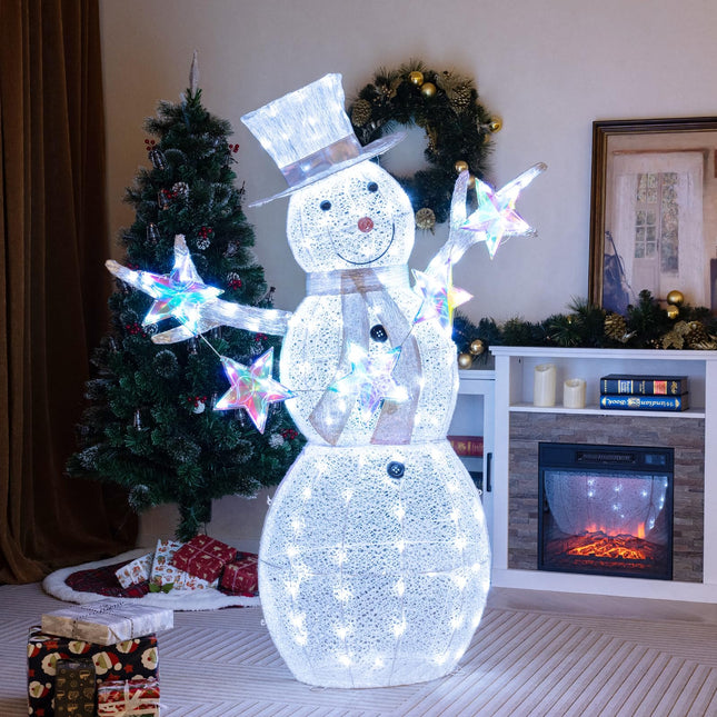 Goplus 5 FT Lighted Snowman Pre-Lit Xmas Snowman with 140 Built-in LED Light