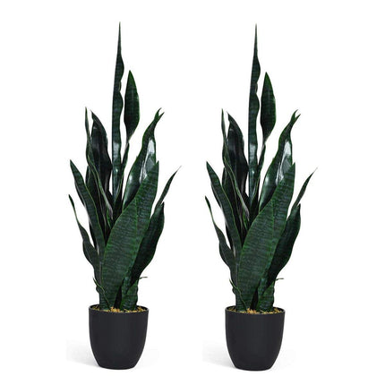 Goplus Fake Snake Plant, 2 Pack 36" Tall Artificial Potted Floor Plant