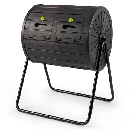 Goplus 37.5 Gallon Large Outdoor Compost Bin w/Dual Chambers & 2 Lockable Doors