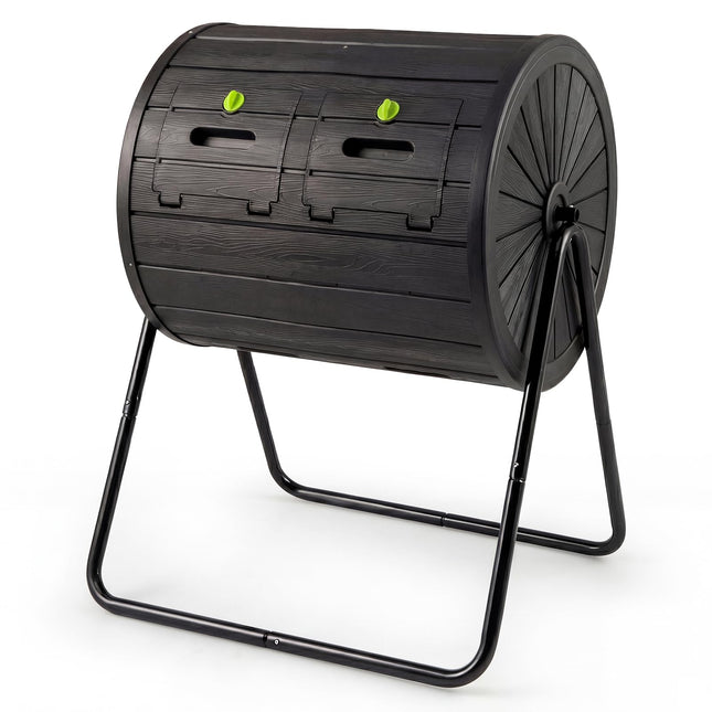 Goplus 37.5 Gallon Large Outdoor Compost Bin w/Dual Chambers & 2 Lockable Doors