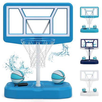 Goplus Pool Basketball Hoop w/42" PC Backboard | Swimming Poolside Basketball Goal System