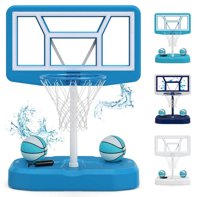 Goplus Pool Basketball Hoop w/42" PC Backboard | Swimming Poolside Basketball Goal System
