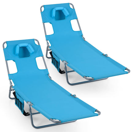 Goplus Tanning Chair Portable Lightweight 10.5LBS Beach Lounger(1/2)