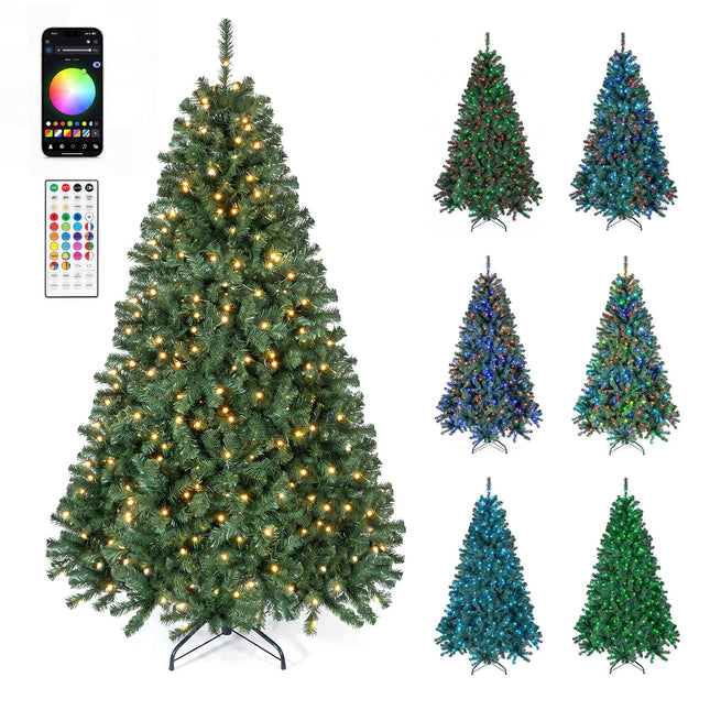 Goplus 6 ft Smart Pre-Lit Christmas Tree with 719 Branch Tips & 42 Lighting Modes