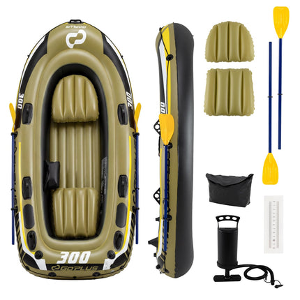Goplus Inflatable Boat 3/4 Person Heavy-Duty Fishing Raft Set