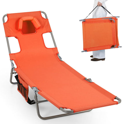 Goplus Tanning Chair Portable Lightweight 10.5LBS Beach Lounger(1/2)