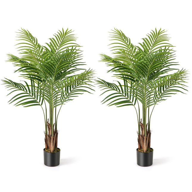Goplus 4.2FT Tall Artificial Palm Tree with 12 PEVA Leaves (2 Pack)