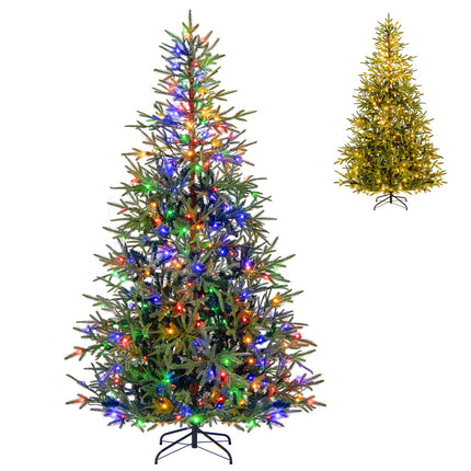 Goplus Pre-Lit Artificial Christmas Tree with Warm White & Multicolored LED Lights