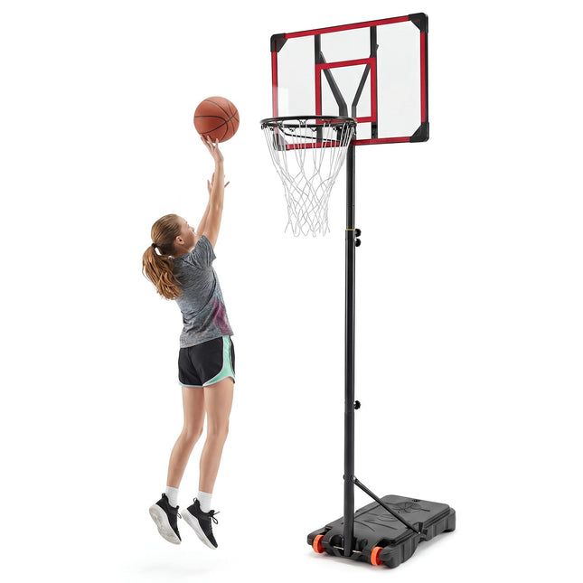 Goplus 6.5FT-9FT Height Adjustable Kids Basketball Goal System with 32in Backboard