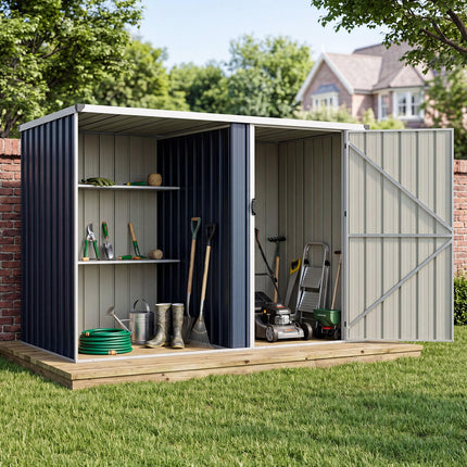 Goplus 7.6 x 4 FT Outdoor Metal Storage Shed w/Lockable Single Door