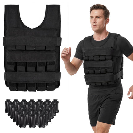 Goplus 66lbs Adjustable Weighted Vest for Men Women with 30 Removable Metal-Sand Weights