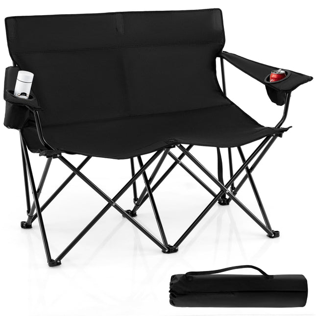 Goplus 2-Person Oversized Double Camping Chair with Armrests & Cup Holders