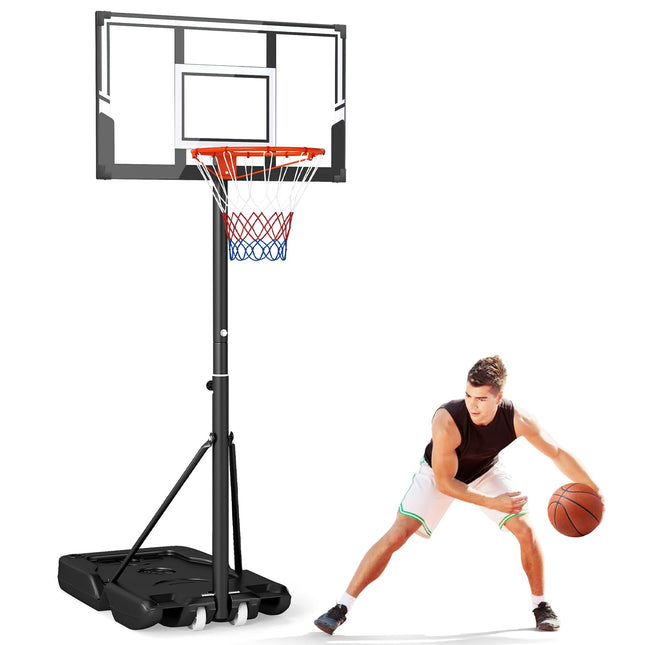 Goplus Portable 3.3- 10FT Adjustable Basketball Goal System w/Shatterproof PC Backboard