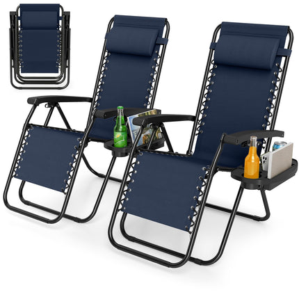 Goplus Zero Gravity Chairs Set of 1/2 Portable Patio Recliners