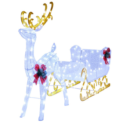 Goplus Lighted Christmas Reindeer & Sleigh | Glittered Holiday Standing Ornaments