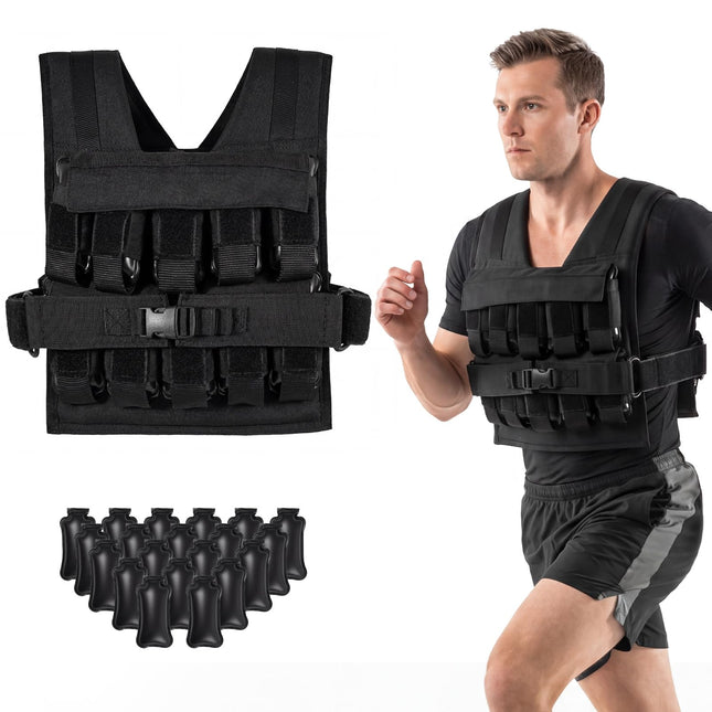 Goplus 44lbs Adjustable Weighted Vest for Men Women with 20 Removable Metal-Sand Weights