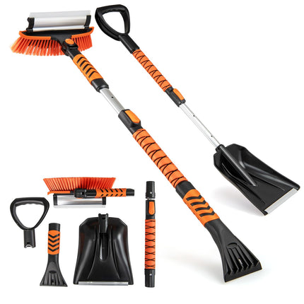 Goplus 42" Ice Scraper for Car Windshield | 4 in 1 Extendable Snow Shovel