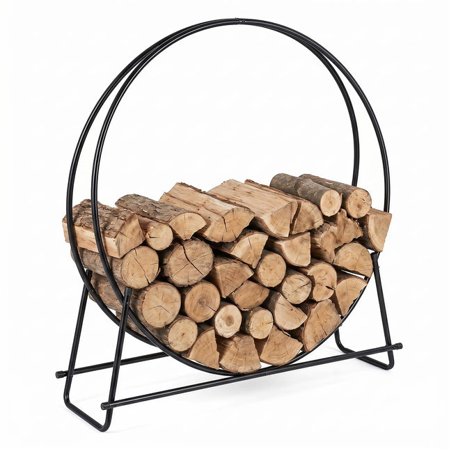 Goplus 45" Round Firewood Rack Heavy-Duty Metal Log Holder | 485 LBS Capacity