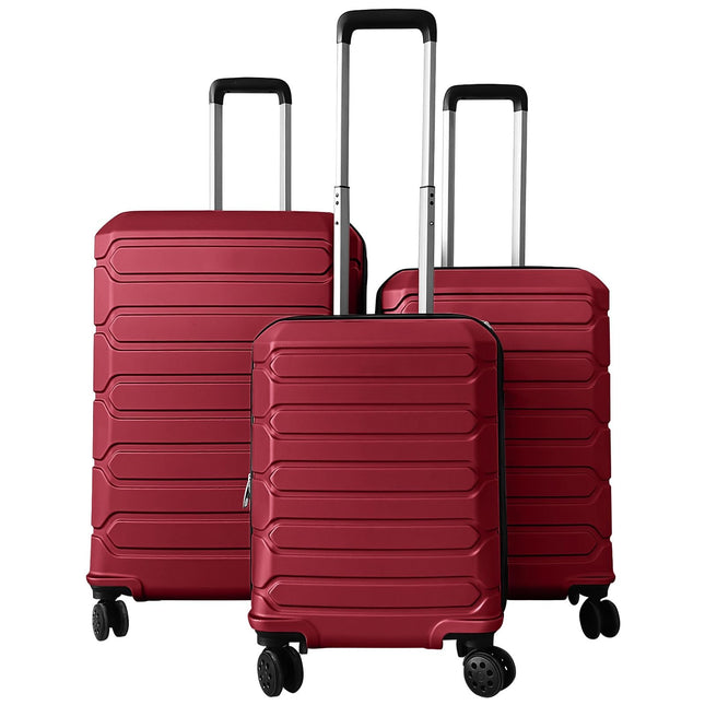 Goplus 3 Piece Cross Stripe Luggage Set with 360° Spinner Wheels & Telescope Handles