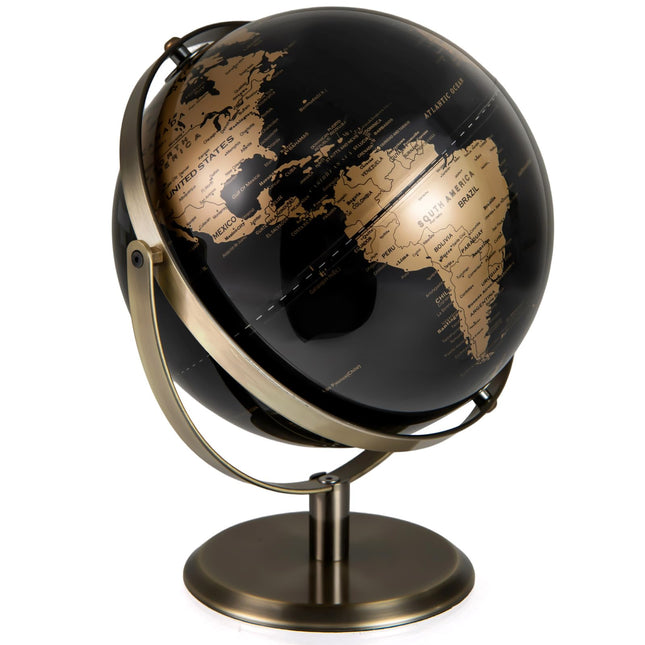 Goplus 9-Inch Metallic Black World Globe | 720° Rotating Earth Globe