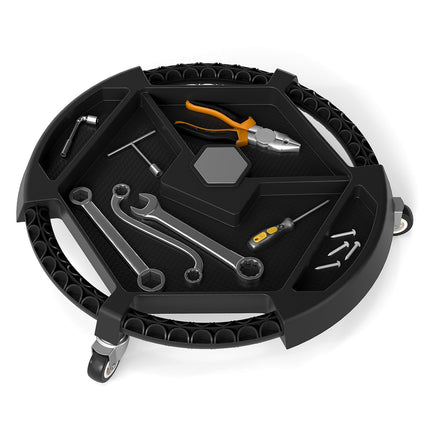 Goplus Mobile Automotive Tool Tray with 3 Swivel Casters & 4 Compartments