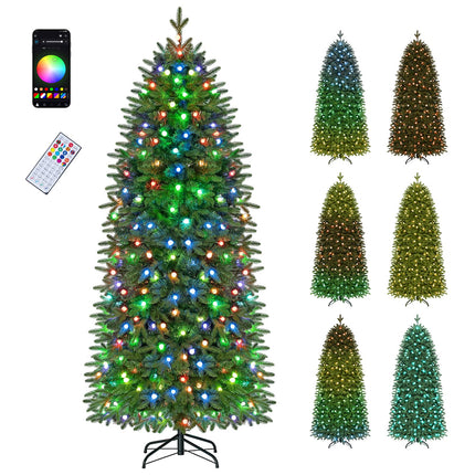 Goplus 6.3 ft Smart Pre-Lit Pencil Christmas Tree with Remote & APP