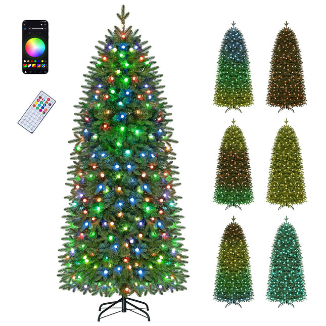 Goplus 6.3 ft Smart Pre-Lit Pencil Christmas Tree with Remote & APP