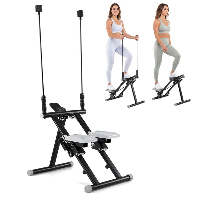 Goplus Stair Stepper Foldable Vertical Climber Exercise Machine with Detachable Handlebar