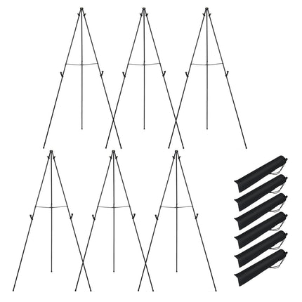 Goplus 65" Metal Easel Stand Set 6-Pack Tripod Display Easels w/Movable Card Slots