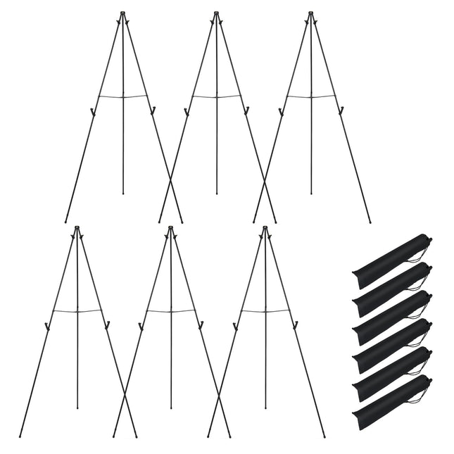 Goplus 65" Metal Easel Stand Set 6-Pack Tripod Display Easels w/Movable Card Slots