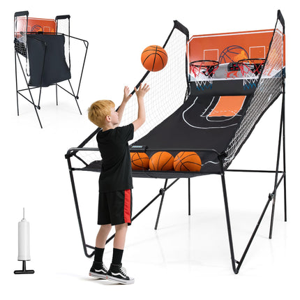 Goplus Foldable Dual Shot Basketball Arcade Game w/LCD Scoreboard 8 Game Modes