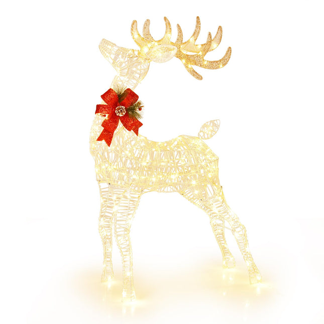 Goplus Lighted Christmas Reindeer | 4.4 FT Pre-Lit Xmas Holiday Decoration
