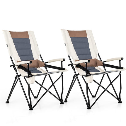 Goplus Camping Chairs, Portable Lumbar Back Beach Chair, Folding Chair for Outside, Fishing, Hiking, Picnic