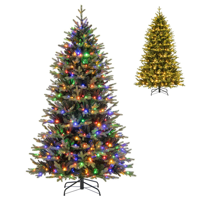Goplus 7ft Pre-Lit Artificial Christmas Tree with 470 Warm-White & Multi-Color LED Lights