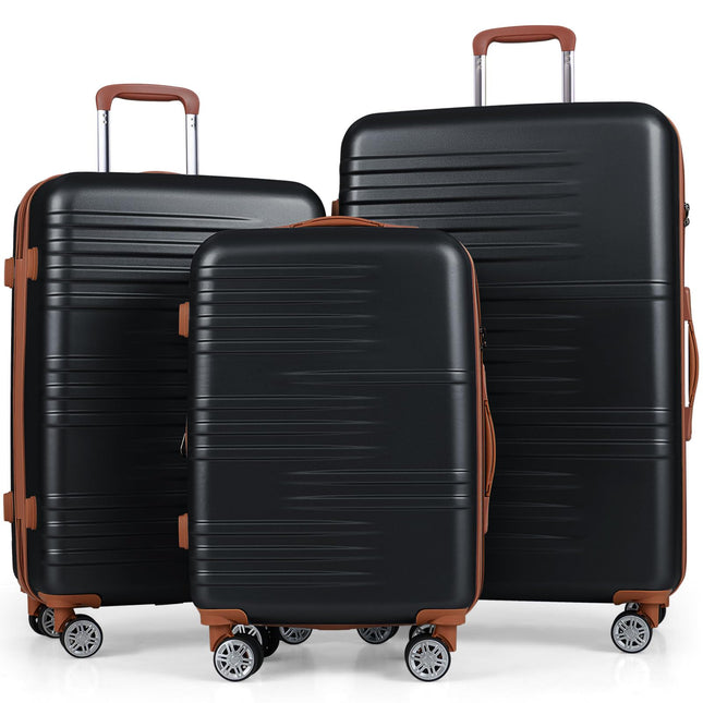 Goplus 20in/24in/28in PC+ABS Hard Shell Suitcase Set with TSA Lock | 3 Piece Luggage Set