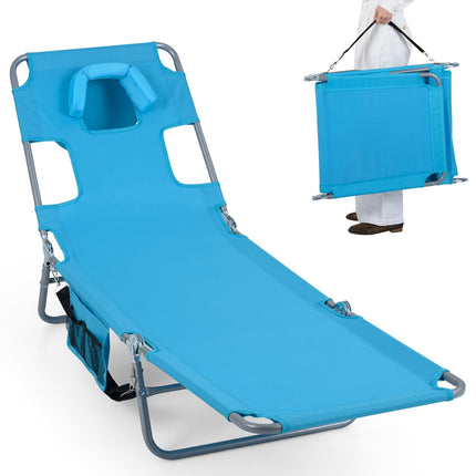 Goplus Tanning Chair Portable Lightweight 10.5LBS Beach Lounger(1/2)