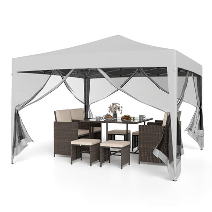 Goplus 10 FT x 10 FT Pop-Up Canopy Tent, Easy Setup Instant Folding Shelter w/Mesh Netting