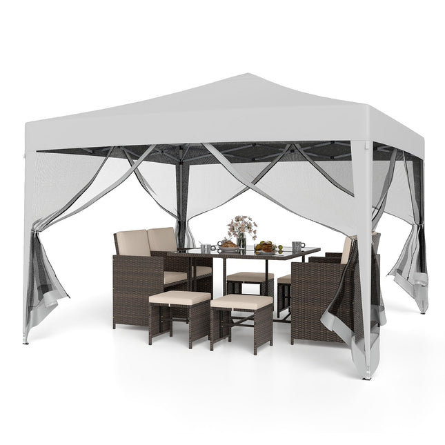 Goplus 10 FT x 10 FT Pop-Up Canopy Tent, Easy Setup Instant Folding Shelter w/Mesh Netting