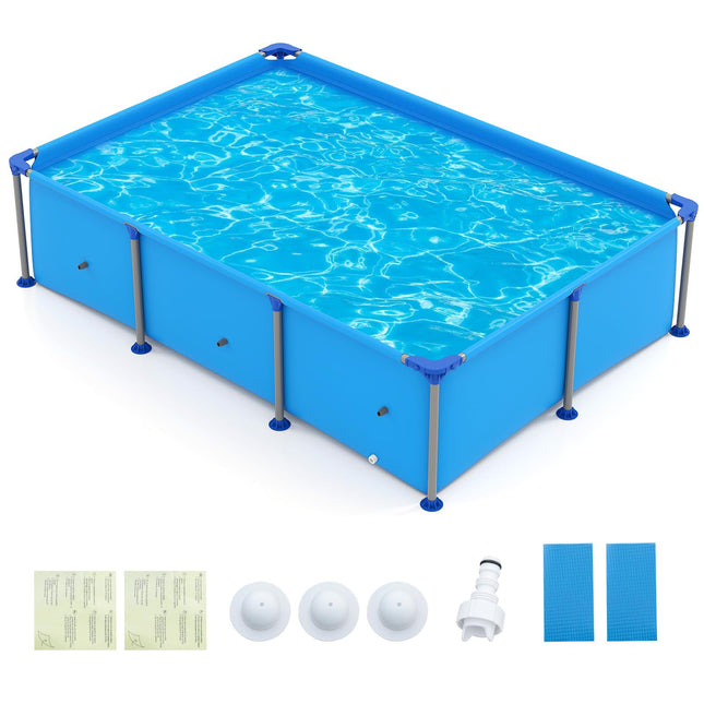 Goplus 8.5' x 6' Rectangle Metal Frame Pool Set w/PVC Fabric ( 690 Gal )