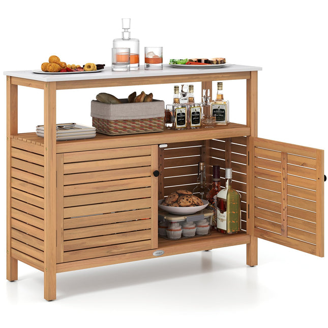 Goplus Outdoor Acacia Wood Buffet Cabinet ( 44” x 16” x 36” )