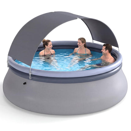 Goplus Inflatable Pool with Canopy Large Round Above Ground Swimming Pool