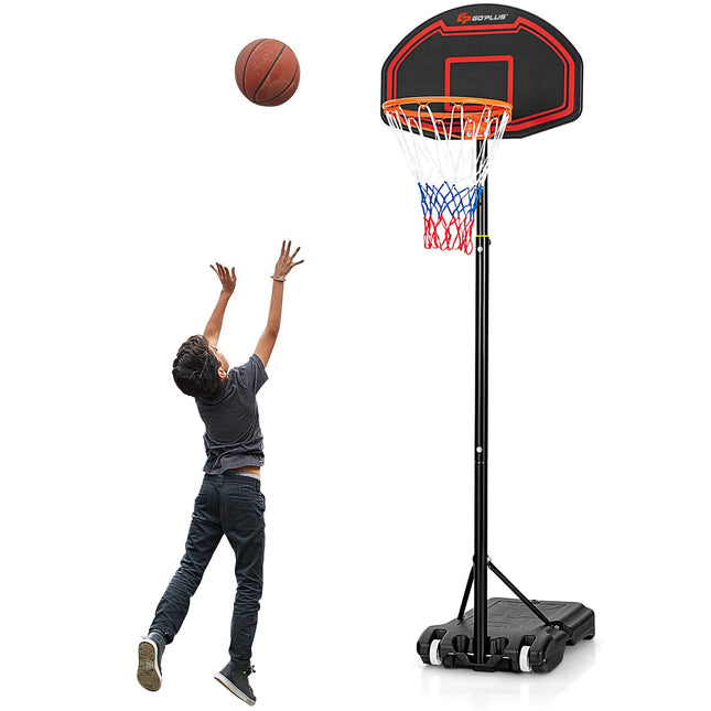 Goplus Portable Basketball Hoop Outdoor, 6.3FT-8.1FT Height Adjustable 5-Level Basketball Stand System with Shatterproof Backboard - GoplusUS