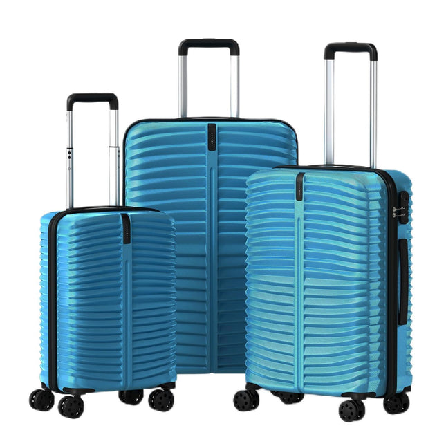 Goplus 3 Piece Pin Stripe Luggage Set | Lightweight Hardshell Suitcases with 360° Spinner Wheels