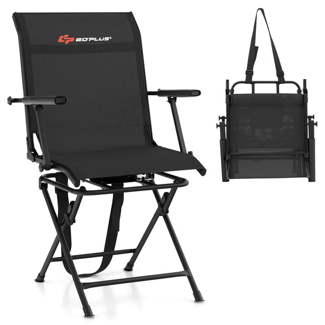 Goplus Hunting Chair, 360-Degree Swivel Hunting Blind Chair with Carrying Strap