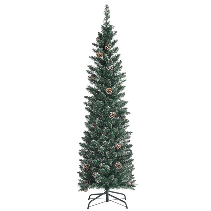 Goplus Artificial Pencil Christmas Tree, Snow Flocked Slim Xmas Tree - GoplusUS
